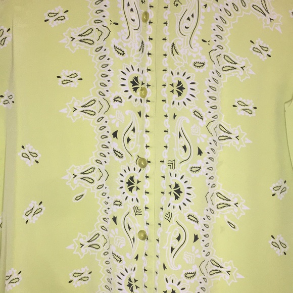 Lime Green Paisley Button Up - Picture 6 of 6
